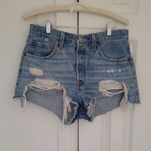 Levi's 501 Original High-Rise Distressed Denim Shorts Size 30